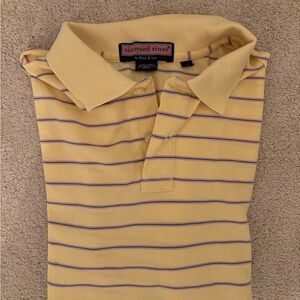 Vineyard Vines Yellow Polo with Purple Stripes